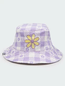Minga London Clothing Floral Gingham Lilac Bucket Hat