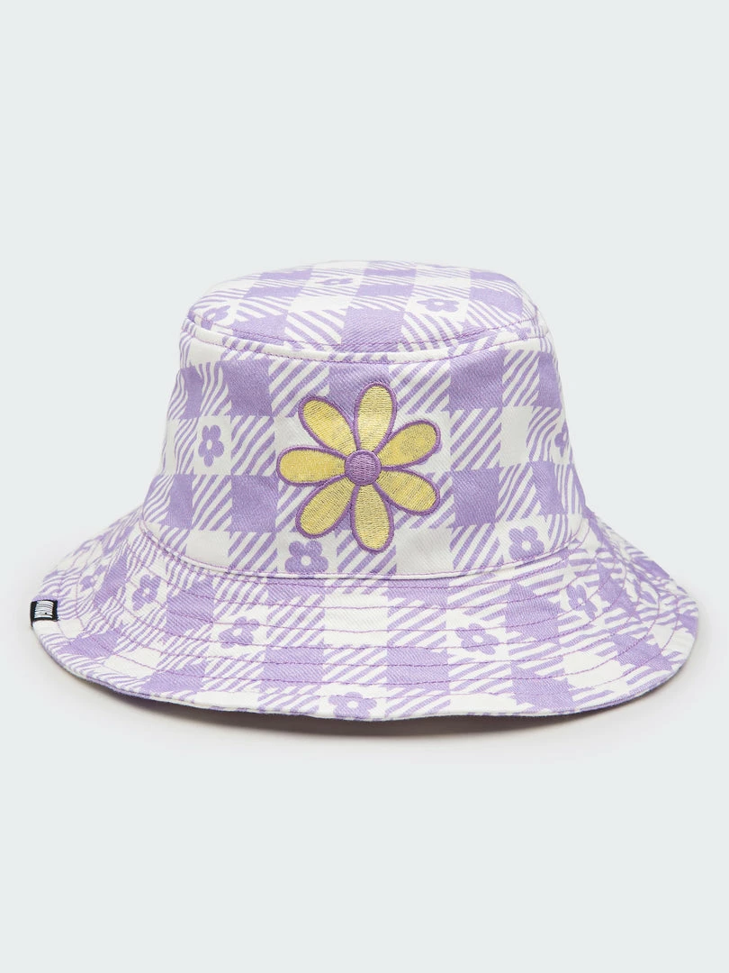 Minga London Clothing Floral Gingham Lilac Bucket Hat