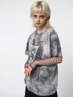 Minga London Fortune Wings Grey Tie Dye T-Shirt