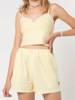 Minga London Maisie Yellow Gingham Boxer Shorts Clothing