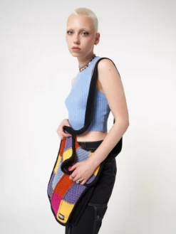 Minga London Most Wanted Glee Rainbow Patchwork Knit Bag