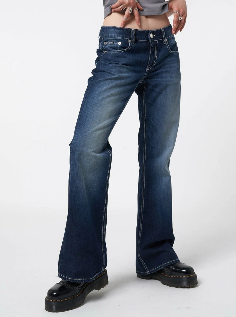 Minga London Mia Embellished Cross Pocket Y2k Jeans