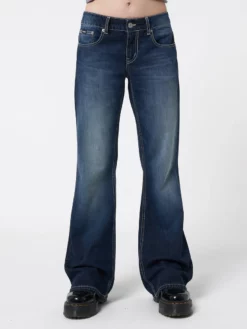 Minga London Mia Embellished Cross Pocket Y2k Jeans