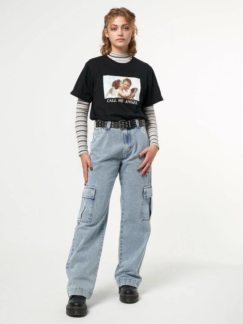 Minga London Clothing Acid Blue Cargo Jeans