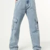 Minga London Clothing Acid Blue Cargo Jeans