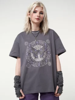Minga London Ancient Butterfly Charcoal Grey T-shirt