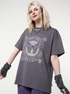 Minga London Ancient Butterfly Charcoal Grey T-shirt