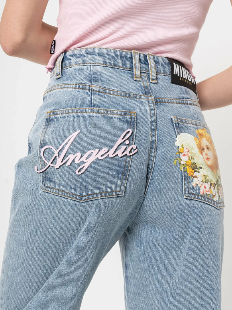 Minga London Angelic Dad Jeans In Light Blue