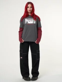 Minga London Anime Striped Oversized Long Sleeve T-shirt