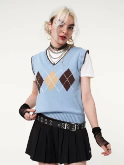 Minga London Argyle Knitted Sweater Vest