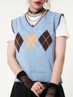 Minga London Argyle Knitted Sweater Vest