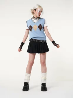 Minga London Argyle Knitted Sweater Vest