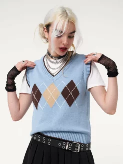 Minga London Argyle Knitted Sweater Vest