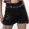 Minga London Astral Black Embroidered Denim Mom Shorts Most Wanted