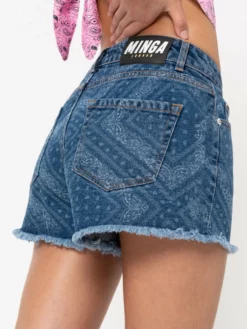 Minga London Bandana Indigo Denim Shorts