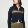 Minga London Clothing Bella Double Zip Striped Rib Cardigan