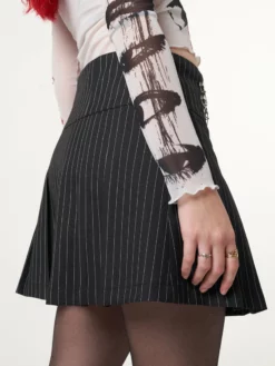 Minga London Clothing Pinstripe Pleated Mini Skirt