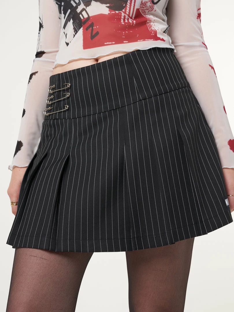 Minga London Clothing Pinstripe Pleated Mini Skirt