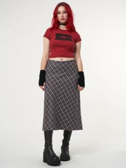 Minga London Courtney Plaid Midi Skirt Clothing