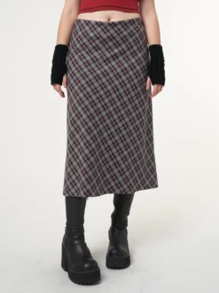 Minga London Courtney Plaid Midi Skirt Clothing