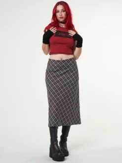 Minga London Courtney Plaid Midi Skirt Clothing