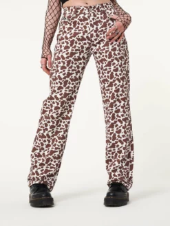 Minga London Cow Print Parallel Jeans Clothing