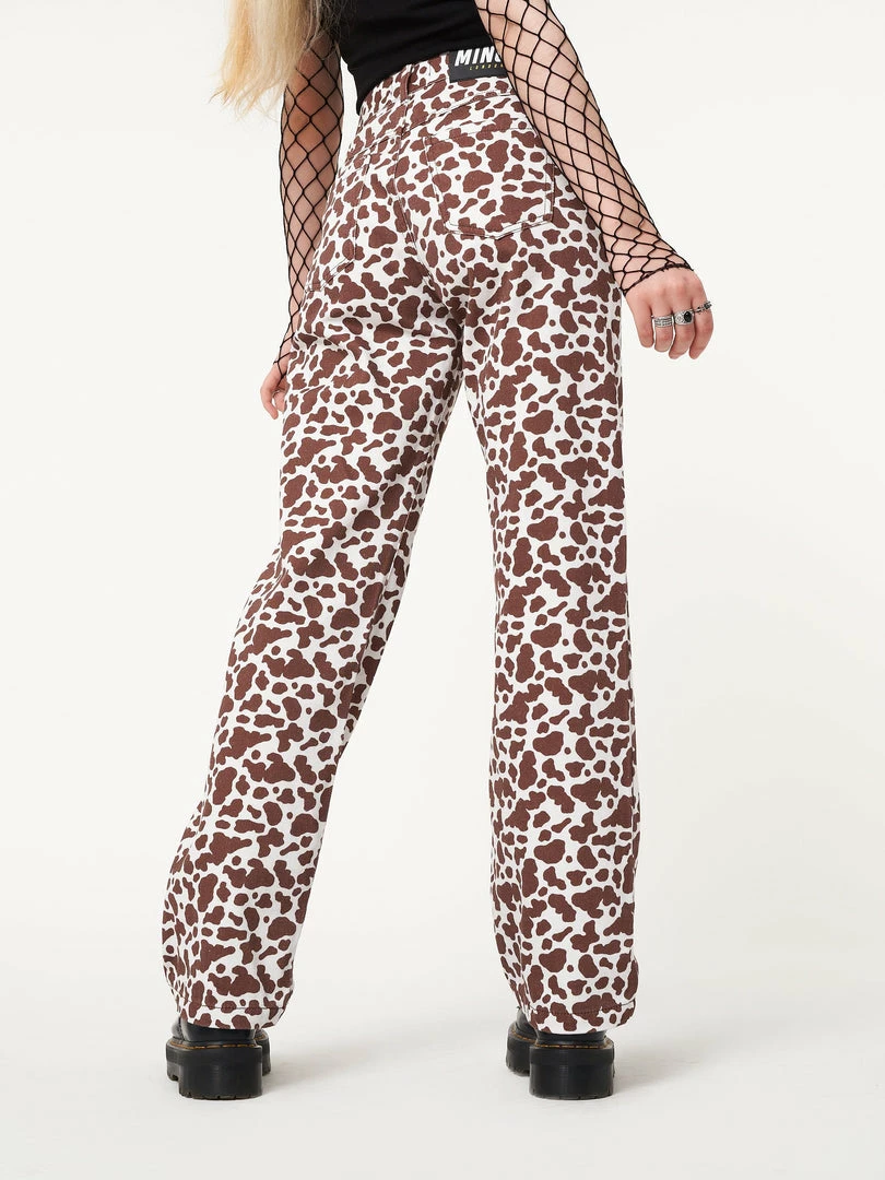 Minga London Cow Print Parallel Jeans Clothing