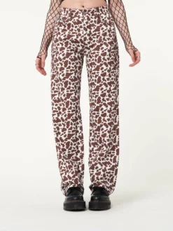 Minga London Cow Print Parallel Jeans Clothing