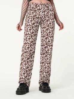 Minga London Cow Print Parallel Jeans Clothing