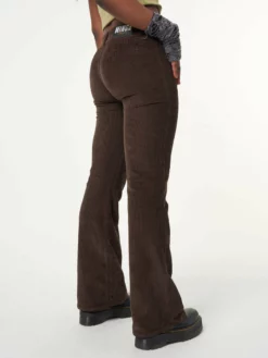 Minga London Clothing Dark Brown Front Pocket Corduroy Flare Pants