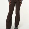 Minga London Clothing Dark Brown Front Pocket Corduroy Flare Pants