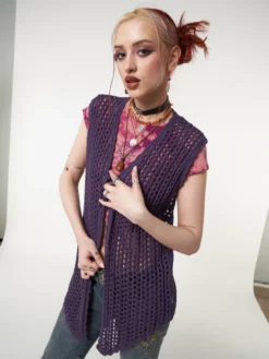 Minga London Elfie Tie Front Knit Sleveless Cardigan Clothing