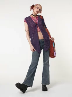 Minga London Elfie Tie Front Knit Sleveless Cardigan Clothing