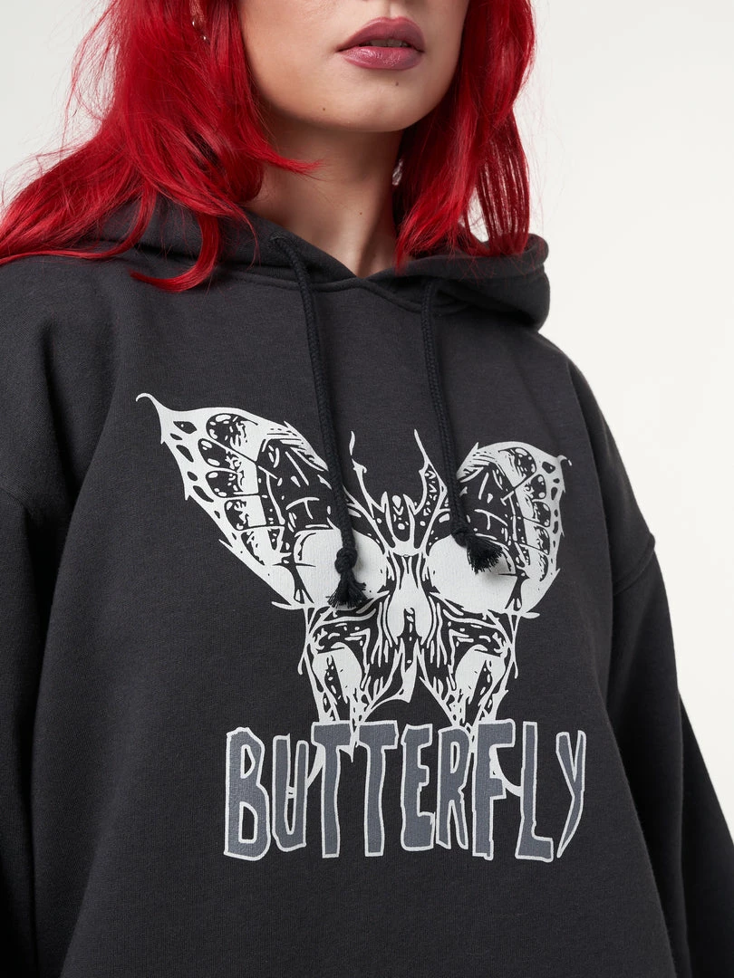 Minga London Clothing Evil Butterfly Black Hoodie