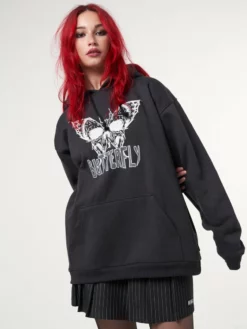 Minga London Clothing Evil Butterfly Black Hoodie