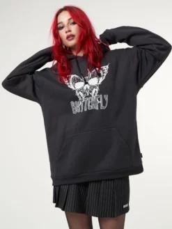 Minga London Clothing Evil Butterfly Black Hoodie