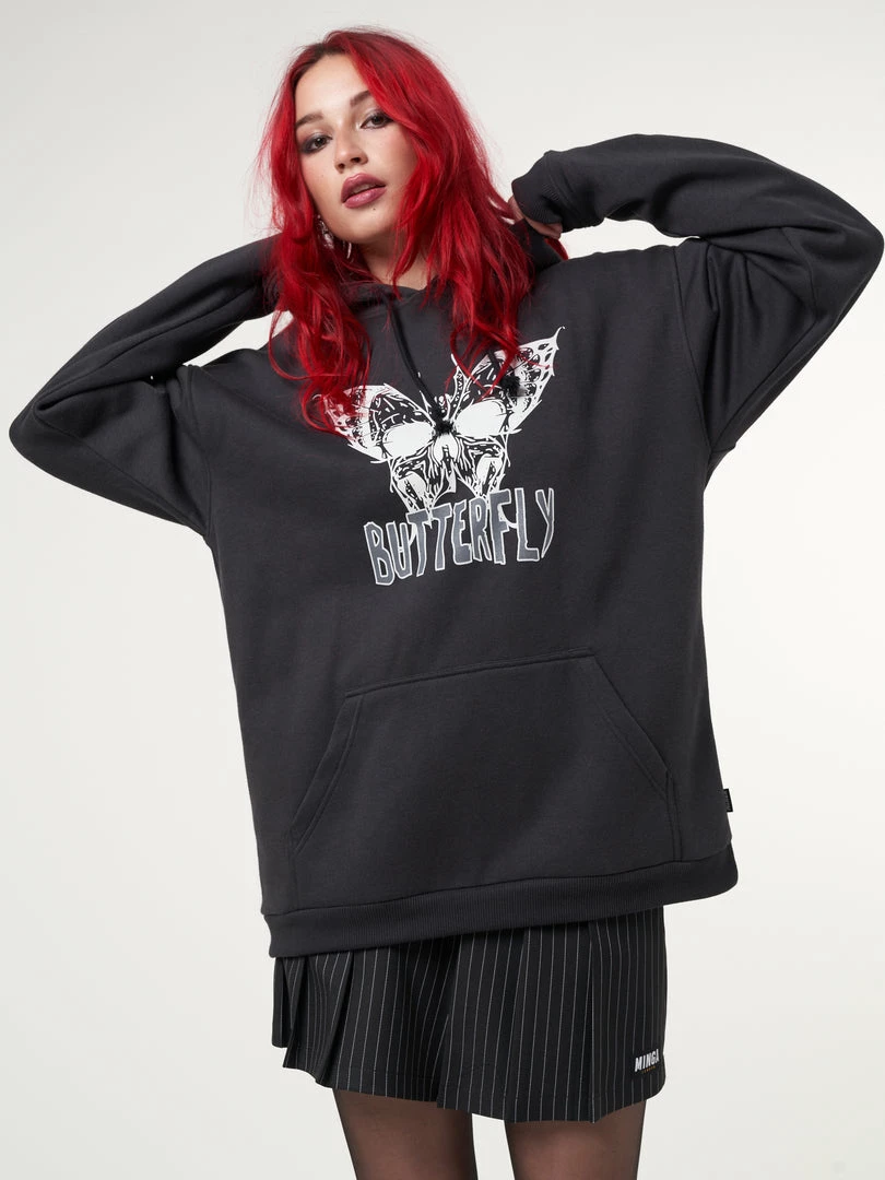 Minga London Clothing Evil Butterfly Black Hoodie
