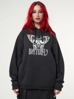 Minga London Clothing Evil Butterfly Black Hoodie
