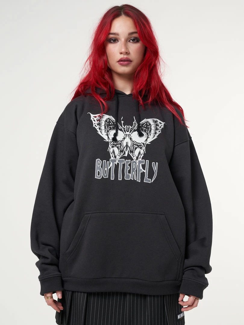 Minga London Clothing Evil Butterfly Black Hoodie