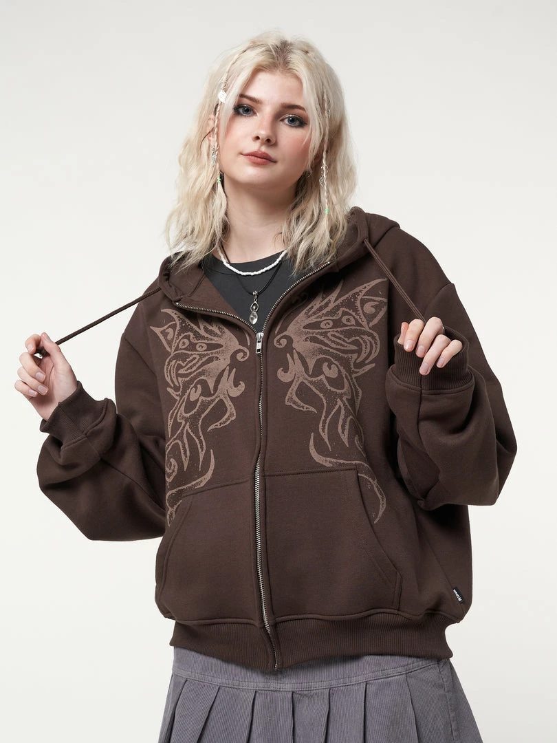 Minga London Most Wanted Fairy Wings Zip Up Hoodie Jacket