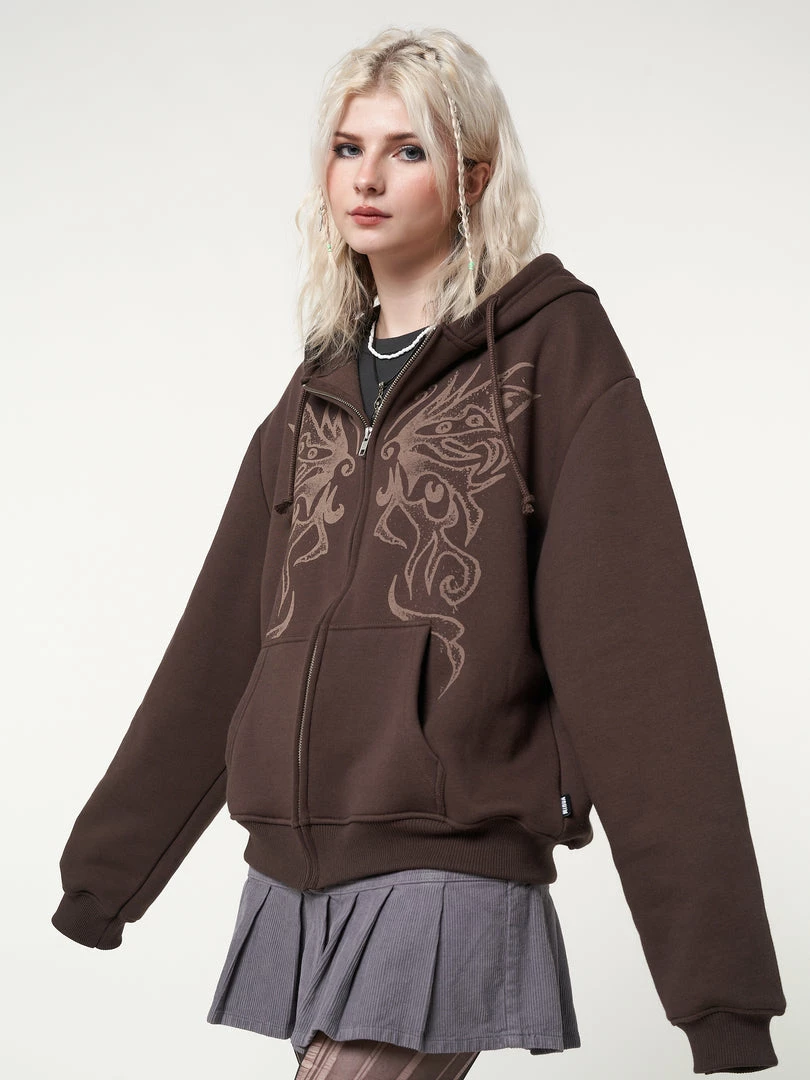 Minga London Most Wanted Fairy Wings Zip Up Hoodie Jacket