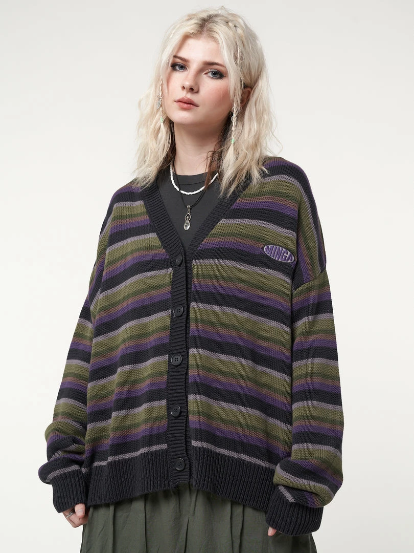 Minga London Faye Striped Knit Cardigan Most Wanted