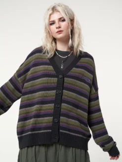 Minga London Faye Striped Knit Cardigan Most Wanted