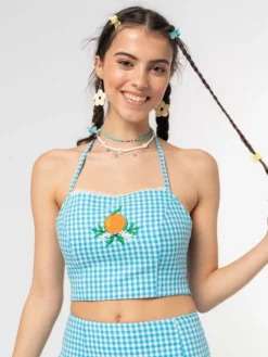 Minga London Flora Gingham Crop Top