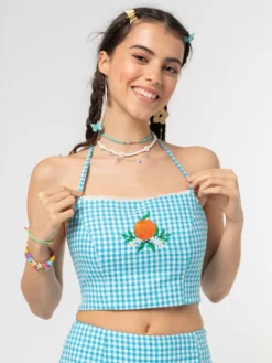Minga London Flora Gingham Crop Top