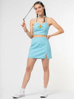 Minga London Flora Gingham Mini Skirt Clothing