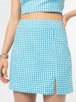 Minga London Flora Gingham Mini Skirt Clothing