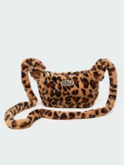 Minga London Clothing Fluffy Leopard Print Crossbody Bag