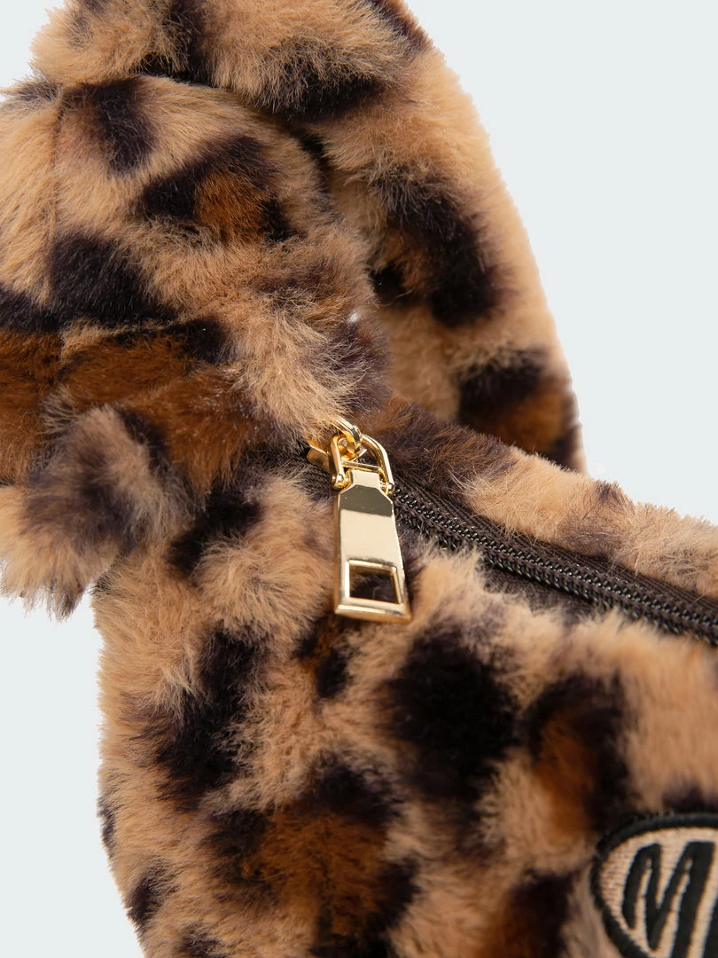 Minga London Clothing Fluffy Leopard Print Crossbody Bag