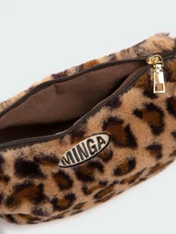 Minga London Clothing Fluffy Leopard Print Crossbody Bag